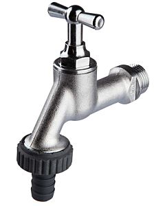 Seppelfricke Sepp outlet valve 0000098 DN 15, brass matt chrome-plated, hose screw connection, T-handle upper part