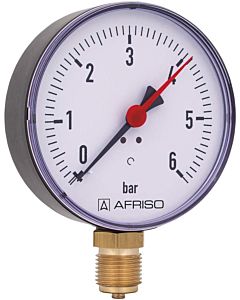 Afriso Manometer 0-10 bar, senkrecht 63614 Gehäuse 100mm Durchmesser, 1/2" Anschluss