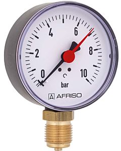 Afriso Manometer 0-10 bar, senkrecht 63564 Gehäuse 80mm Durchmesser, 1/2" Anschluss