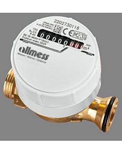 Allmess replacement water meter 0902932206 screw connection version, AZE-3003 +m, Q 2.5 m3/h, DN 15