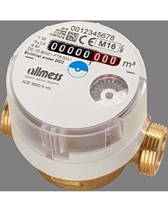 Allmess replacement water meter 0903112206 AZE-3000-K+m, Q3 2.5, DN 15, 80 mm, 30 °C