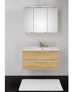 Artiqua Basic Bathroom furniture block PLUS m LED-SPS 808.11281004 100 cm, Castello oak, with Bathroom ceramics washbasin and vanity unit