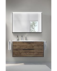 Artiqua série 774 bloc Meubles avec meuble miroir LED 774B2210MSMS3 100cm, avec lavabo et meuble bas, poignée H3 noir mat noir mat