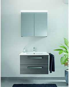 Artiqua series 843 Bathroom furniture block with LED mirror cabinet 843B237528 75cm, with Bathroom ceramics washbasin and base cabinet Graphit structure