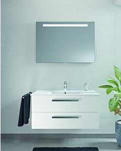 Artiqua Serie 843 Badmöbel-Block mit LED-Spiegelschrank 843B231087 100cm, mit Keramik-Waschtisch und Unterschrank weiß hochglanz