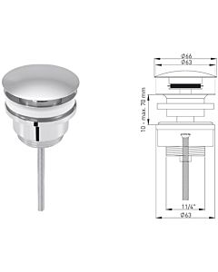 ASW design drain valve 106384 2000 2000 /4&quot;, lockable plug, chrome