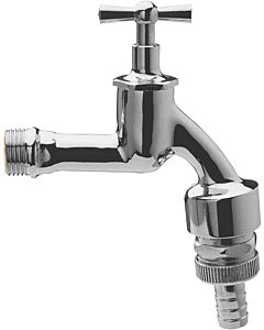 Universal outlet valve 422117 bright chrome-plated brass, 2000 / 2 &quot;, pipe aerator, backflow preventer, hose screw connection