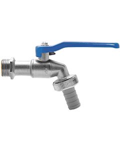 ASW ball outlet valve 422507 2000 /2&quot;, blue handle, matt chrome-plated brass, with hose connection