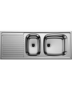 Blanco Top ezs Einbau-Doppelspüle 500847 110 x 43,5 cm, Edelstahl, reversibel, großes Becken außen
