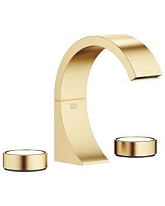 Dornbracht Cyo three-hole fitting 20710811-28 for washbasin, projection 133mm, with waste fitting, brushed brass