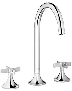 Dornbracht Vaia three hole faucet 20713809-06 for washbasin, with pop-up waste set, platinum matt