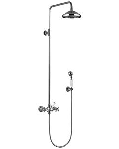 Dornbracht Madison shower set 26632360-28 with two-hand shower mixer, standing shower projection 420 mm, brushed brass