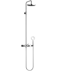 Dornbracht Tara . Shower set 26633892-28 with two-hand shower mixer, standing shower projection 420 mm, brushed brass