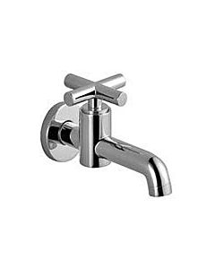 Dornbracht Tara . Wall outlet valve 30010892-08 with cross handle, cold water, projection 140 mm, platinum