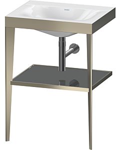 Duravit furniture washbasin combination XV4714NB189 60 x 48 cm, without tap hole, flannel gray high gloss, with metal console, matt champagne