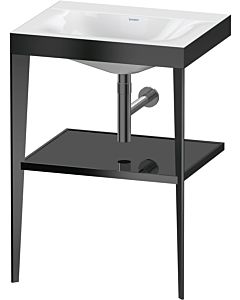 Duravit XViu Möbelwaschtisch-Kombination XV4714NB240 60 x 48 cm, ohne Hahnloch, schwarz hochglanz, mit Metallkonsole, schwarz matt