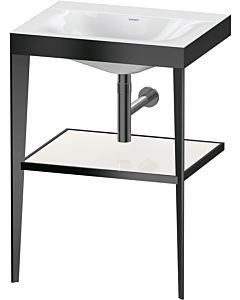 Duravit XViu Möbelwaschtisch-Kombination XV4714NB285 60 x 48 cm, ohne Hahnloch, weiß hochglanz, mit Metallkonsole, schwarz matt