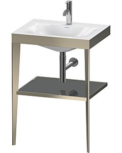 Duravit furniture washbasin combination XV4714OB189 60 x48 cm, 2000 tap hole, flannel gray high gloss, with metal console, matt champagne