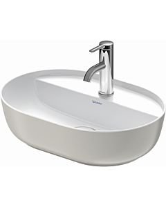 vasque à poser Duravit Luv 0380502300 50x40cm, au sol, trou pour 2000 , sans trop-plein, avec rangée de trous pour robinetterie, finition blanc / gris satiné