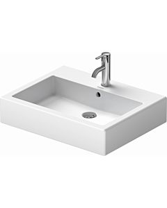 Duravit Vero lavabo 04546000271 60 x 47 cm, blanc WonderGliss, sol, avec trou pour robinetterie, trop-plein, rangée de trous pour robinetterie