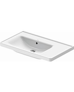 Duravit D-Neo lavabo pour meuble 23698000601 80cm, wondergliss blanc, sans trou pour robinetterie, avec trop-plein, lavabo à gauche
