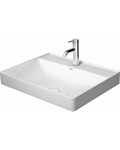 Duravit DuraSquare washbasin 23546000401 60x47cm, without overflow, with tap platform, ground, 2 tap holes, white WonderGliss