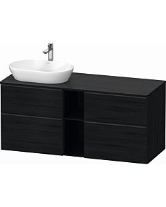 Duravit D-Neo vanity unit DE4970L1616 140 x 55 cm, black oak, wall-hung, 4 drawers, 2000 console plate, basin on the left