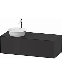 Duravit White Tulip vanity unit WT4977L5858 130 x 55 cm, Graphit silk matt, wall-mounted, 2000 pull-out, 2000 console plate, basin on the left