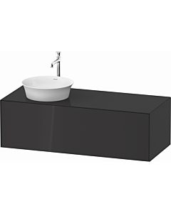 Duravit White Tulip vanity unit WT4977LH1H1 130 x 55 cm, Graphit high gloss, wall- 2000 , match2 pull-out, 2000 console plate, basin on the left