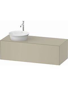 Duravit White Tulip vanity unit WT4977LH3H3 130 x 55 cm, Taupe high gloss, wall-mounted, 2000 pull-out, 2000 console plate, basin on the left