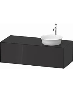 Duravit White Tulip vanity unit WT4977RH1H1 130 x 55 cm, Graphit high gloss, wall-mounted, 2000 pull-out, 2000 console plate, basin on the right