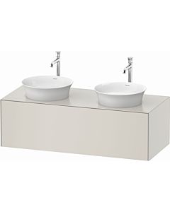 Duravit White Tulip vanity unit WT4978B3939 130 x 55 cm, Nordic white silk 2000 , wall-hung, match1 pull-out, 2000 console plate, basin on both sides