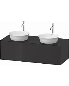 Duravit White Tulip vanity unit WT4978BH1H1 130 x 55 cm, Graphit high gloss, wall- 2000 , match2 pull-out, 2000 console plate, basin on both sides