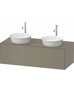 Duravit White Tulip vanity unit WT4978BH2H2 130 x 55 cm, stone 2000 high gloss, wall-hung, match1 pull-out, 2000 console plate, basin on both sides