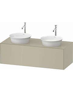 Duravit White Tulip vanity unit WT4978BH3H3 130 x 55 cm, Taupe high gloss, wall- 2000 , match2 pull-out, 2000 console plate, basin on both sides