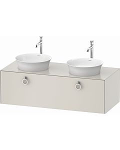 Duravit White Tulip vanity unit WT4983B3939 130 x 55 cm, Nordic white silk 2000 , wall-hung, match1 pull-out with handle, basin on both sides