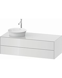Duravit White Tulip vanity unit WT4987L8585 130 x 55 cm, Weiß Hochglanz , wall-hung, 2 drawers, 2000 console plate, basin on the left