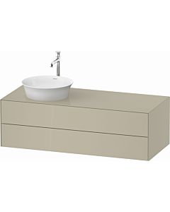 Duravit White Tulip vanity unit WT4987LH3H3 130 x 55 cm, Taupe high gloss, wall-hung, 2 drawers, 2000 console plate, basin on the left
