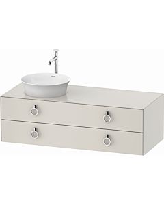 Duravit White Tulip vanity unit WT4992L3939 130 x 55 cm, Nordic white silk matt, wall-hung, 2 drawers with handle, basin on the left