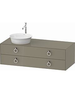 Duravit White Tulip vanity unit WT4992LH2H2 130 x 55 cm, stone gray high gloss, wall-hung, 2 drawers with handle, basin on the left