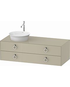 Duravit White Tulip vanity unit WT4992LH3H3 130 x 55 cm, Taupe high gloss, wall-hung, 2 drawers with handle, basin on the left