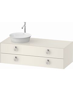 Duravit White Tulip vanity unit WT4992LH4H4 130 x 55 cm, Nordic Weiß Hochglanz , wall-hung, 2 drawers with handle, basin on the left