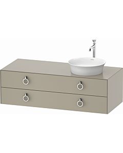 Duravit White Tulip vanity unit WT4992R6060 130 x 55 cm, Taupe Seidenmatt , wall hung, 2 drawers with handles, basin on the right