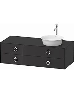 Duravit White Tulip vanity unit WT4992RH1H1 130 x 55 cm, Graphit high gloss, wall hung, 2 drawers with handles, basin on the right
