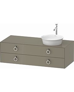Duravit White Tulip vanity unit WT4992RH2H2 130 x 55 cm, stone gray high gloss, wall-mounted, 2 drawers with handles, basin on the right