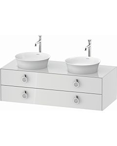 Duravit White Tulip vanity unit WT4993B8585 130 x 55 cm, Weiß Hochglanz , wall-hung, 2 drawers with handles, basin on both sides