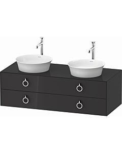 Duravit White Tulip vanity unit WT4993BH1H1 130 x 55 cm, Graphit high gloss, wall-hung, 2 drawers with handles, basin on both sides