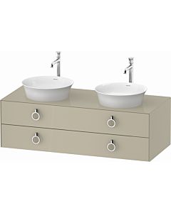 Duravit White Tulip vanity unit WT4993BH3H3 130 x 55 cm, Taupe high gloss, wall-hung, 2 drawers with handles, basin on both sides