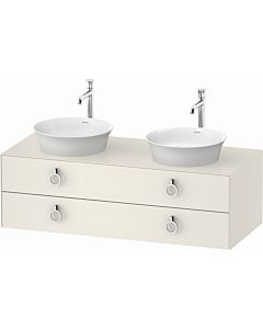 Duravit White Tulip vanity unit WT4993BH4H4 130 x 55 cm, Nordic Weiß Hochglanz , wall-hung, 2 drawers with handles, basin on both sides