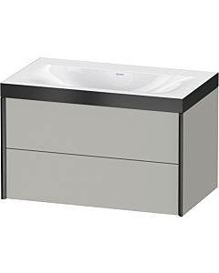 Duravit XViu vanity unit XV4615NB207P 80x48cm, 2 drawers, without tap hole, matt black, Rahmen P, matt concrete gray